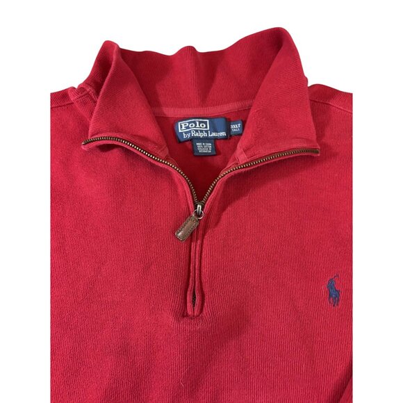 Polo By Ralph Lauren Red Quarter-Zip Pullover Sweater 3XLT Tall 100% Cotton Mens - Picture 4 of 6